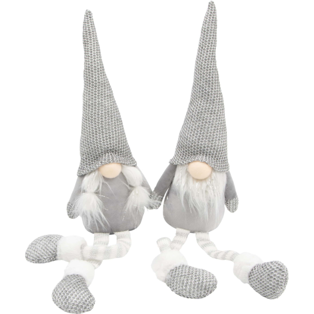 The Christmas Workshop Grey Hanging Legs Gonk Decoration 45cm 2 Pack - image 1