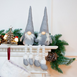The Christmas Workshop Grey Hanging Legs Gonk Decoration 45cm 2 Pack - thumbnail 2
