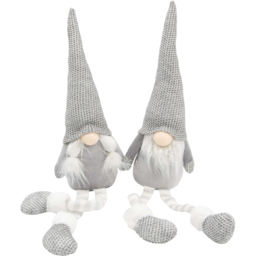 The Christmas Workshop Grey Hanging Legs Gonk Decoration 45cm 2 Pack - thumbnail 1