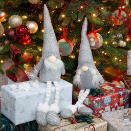 The Christmas Workshop Grey Hanging Legs Gonk Decoration 45cm 2 Pack - thumbnail 4