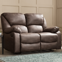 Home Detail Enoch 2 Seater Brown Faux Leather Manual Recliner Sofa