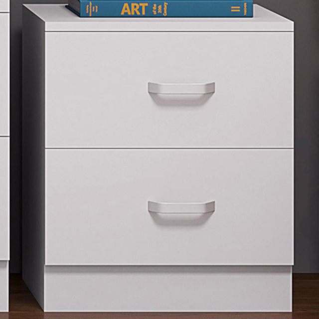 FWStyle Tunis 2 Drawer Matt White Bedside Table - image 1