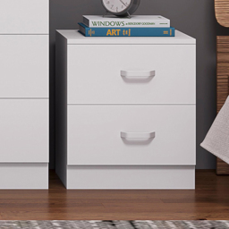 FWStyle Tunis 2 Drawer Matt White Bedside Table - thumbnail 4