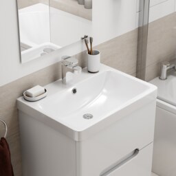Bathstore Skye 600mm Wall Hung 2 Drawer Vanity Unit and Basin - White - thumbnail 3