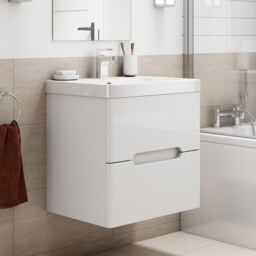 Bathstore Skye 600mm Wall Hung 2 Drawer Vanity Unit and Basin - White - thumbnail 2