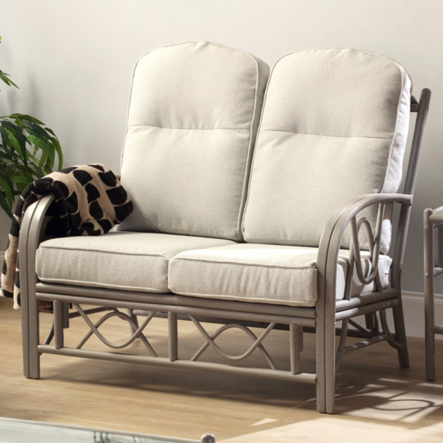 Desser Furniture Bali 2 Seater Alba Dusk Grey Natural Rattan Sofa - image 1