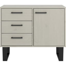 Texas Single Door 3 Drawer Grey Small Sideboard - thumbnail 1