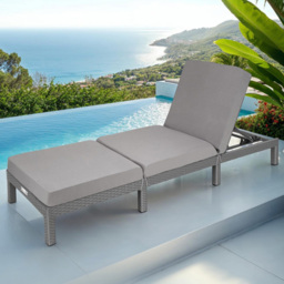 tectake Sofia Grey Sun Lounger with 6 Position Adjustable Backrest and Thick Padding