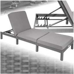 tectake Sofia Grey Sun Lounger with 6 Position Adjustable Backrest and Thick Padding - thumbnail 2