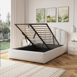 Artemis Home Ranson Double Beige Linen Upholstered Ottoman Bed - thumbnail 3