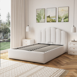Artemis Home Ranson Double Beige Linen Upholstered Ottoman Bed - thumbnail 2