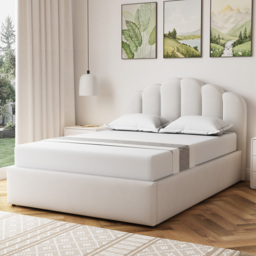 Artemis Home Ranson Double Beige Linen Upholstered Ottoman Bed