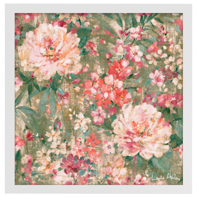 Laura Ashley Mayville Floral White Frame Wall Art 50 x 50cm - image 1