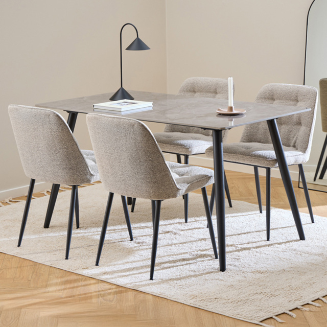 Florence Wicklow Brooke 4 Seater Dining Set Grey Black and Beige - image 1