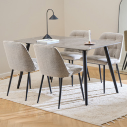 Florence Wicklow Brooke 4 Seater Dining Set Grey Black and Beige - thumbnail 1