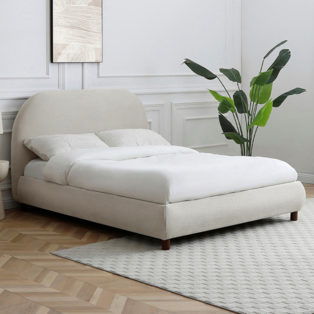Nova Natural Double Boucle Upholstered Bed Frame with Headboard - image 1