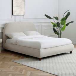 Nova Natural Double Boucle Upholstered Bed Frame with Headboard - thumbnail 1