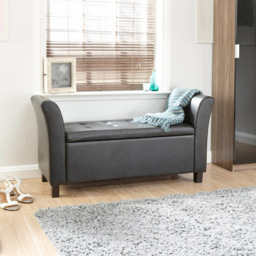 GFW Verona Black Upholstered Window Seat with Storage - thumbnail 4