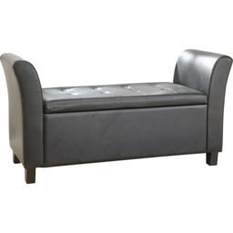 GFW Verona Black Upholstered Window Seat with Storage - thumbnail 2