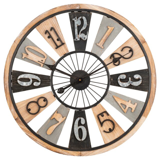 Rustic Round Wooden Numerical Wall Clock 60cm - image 1