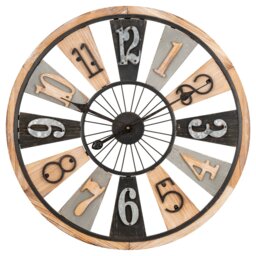 Rustic Round Wooden Numerical Wall Clock 60cm - thumbnail 1