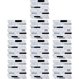 Living and Home White and Black Brick Effect Self Adhesive Wall Sticker 30 x 30cm 10 Pack - thumbnail 2