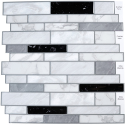 Living and Home White and Black Brick Effect Self Adhesive Wall Sticker 30 x 30cm 10 Pack - thumbnail 3