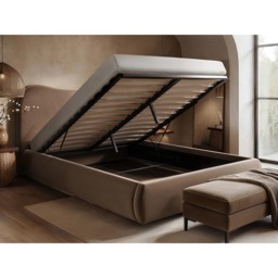 SOLACE+CO Ember Chocolate King Size Velvet Ottoman Bed - thumbnail 4