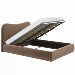 SOLACE+CO Ember Chocolate King Size Velvet Ottoman Bed - thumbnail 3