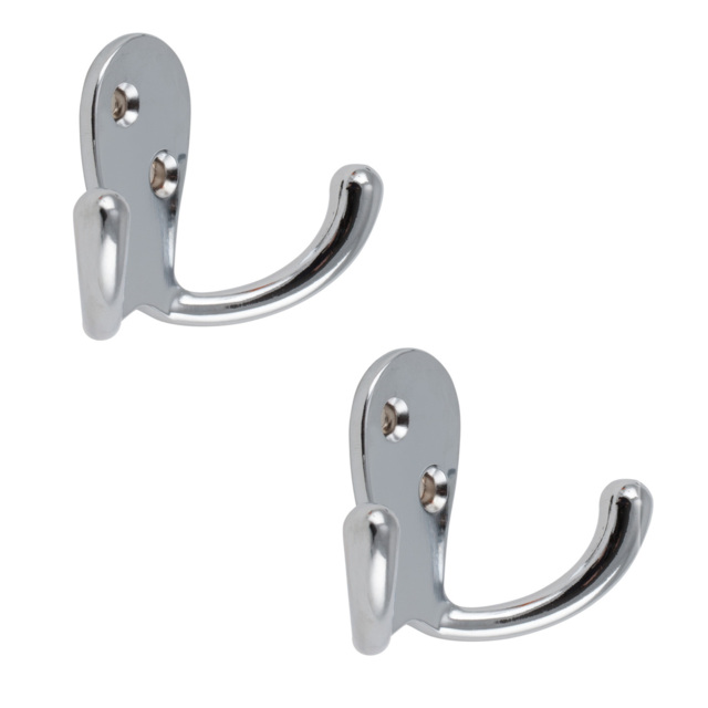 Silver Double Robe Coat Hook