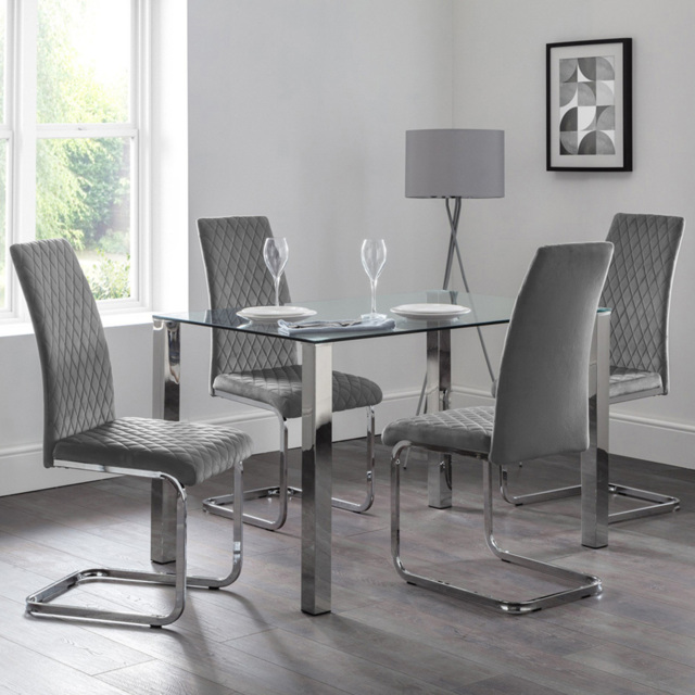 Julian Bowen Calabria Set of 4 Grey Dining Chair - image 1