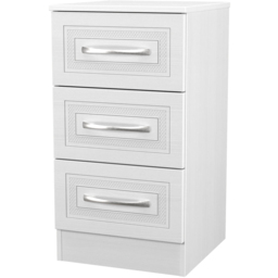 Crowndale Dorset 3 Drawer Signature White Bedside Cabinet Ready Assembled - thumbnail 3
