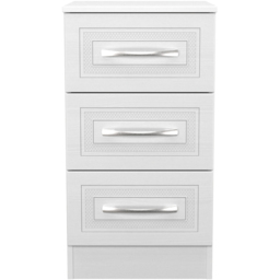 Crowndale Dorset 3 Drawer Signature White Bedside Cabinet Ready Assembled - thumbnail 2