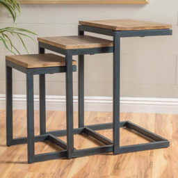 FWStyle Oak Effect Nesting Table Set of 3