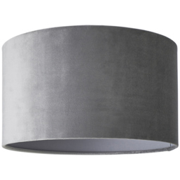 ValueLights Reni Grey Velvet Drum Ceiling Lamp Shade 35cm
