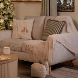Winter Stags Faux Fur Cushion Ivory - thumbnail 3