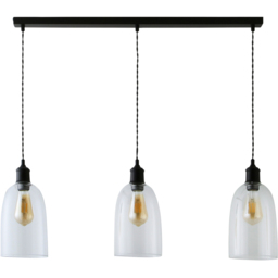 ValueLights Kira Matte Black Glass 3 Drop Bar Ceiling Pendant Light - thumbnail 1