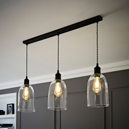 ValueLights Kira Matte Black Glass 3 Drop Bar Ceiling Pendant Light - thumbnail 2