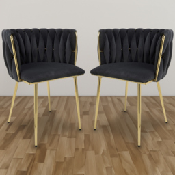 Shankar Ontario Set of 2 Black Brushed Velvet Dining Chair