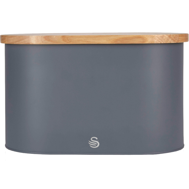Swan Slate Grey Bread Bin with Wooden Lid - image 1