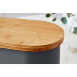 Swan Slate Grey Bread Bin with Wooden Lid - thumbnail 3