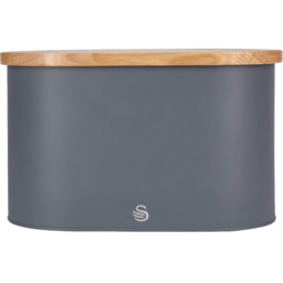 Swan Slate Grey Bread Bin with Wooden Lid - thumbnail 1