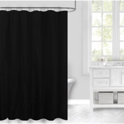 Black Satin Stripe Shower Curtain 180 x 180cm