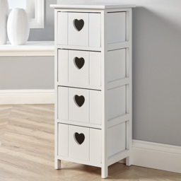 Home Source Love White 4 Drawer Chest Storage Unit - thumbnail 1