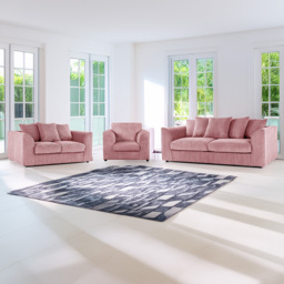 Luxor 6 Seater Pink Jumbo Cord Sofa Set with Scatter Back