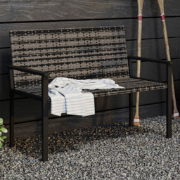 Outsunny 2 Seater Mixed Grey Rattan Garden Bench with Quick Dry Padding - thumbnail 1
