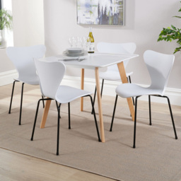 Home Source White Curved 4 Seater White Top Dining Set