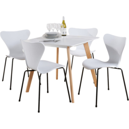 Home Source White Curved 4 Seater White Top Dining Set - thumbnail 2