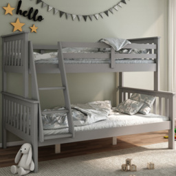 Carra Triple Sleeper Grey Bunk Bed with Spring Mattresses - thumbnail 1