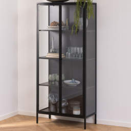Florence Newcastle 2 Door 4 Shelf Matt Black Tall Display Cabinet